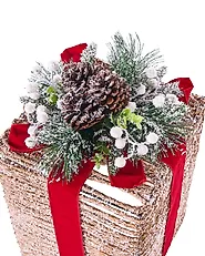 Set of 3 Christmas Decorations LED VAHTO 46/32/30 cm Christmas Gifts Brown_1179427