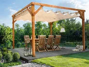 Gazebo VILLAROSA 320 cm 380 cm Fir Wood Brown/ Beige_967170