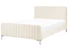 Bed Velvet LUNAN 140 x 200 cm (EU Double) Light Beige