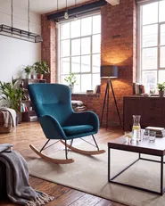 Rocking Chair ELLAN Velvet Teal_1149366