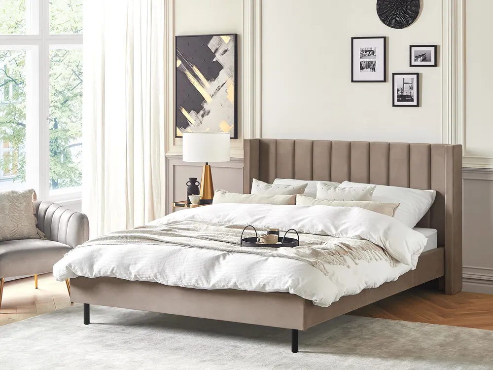 Bed Velvet VILLETTE 180 x 200 cm (EU Super King) Taupe