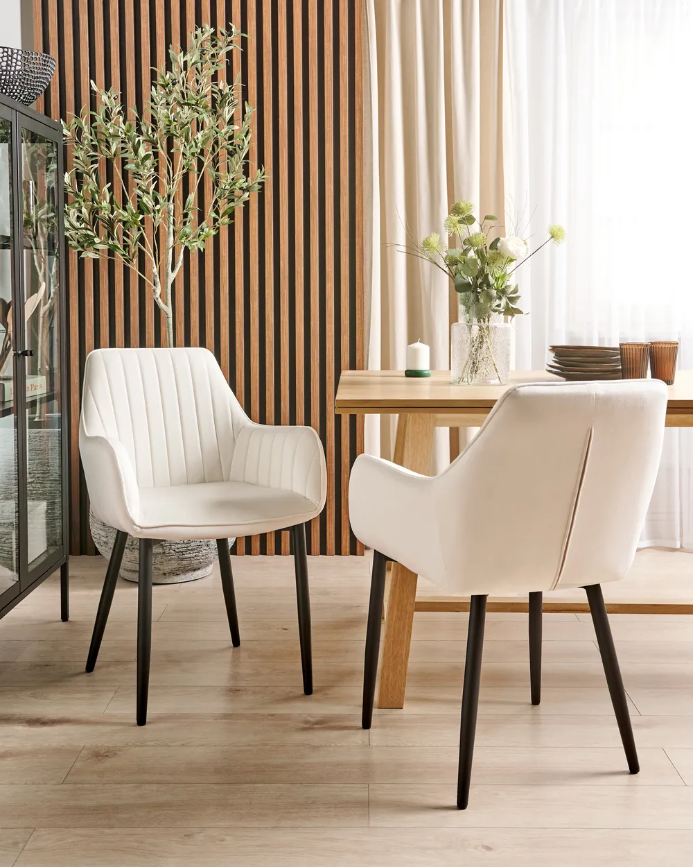 Set of 2 Dining Chairs WELLSTON Velvet Off-White