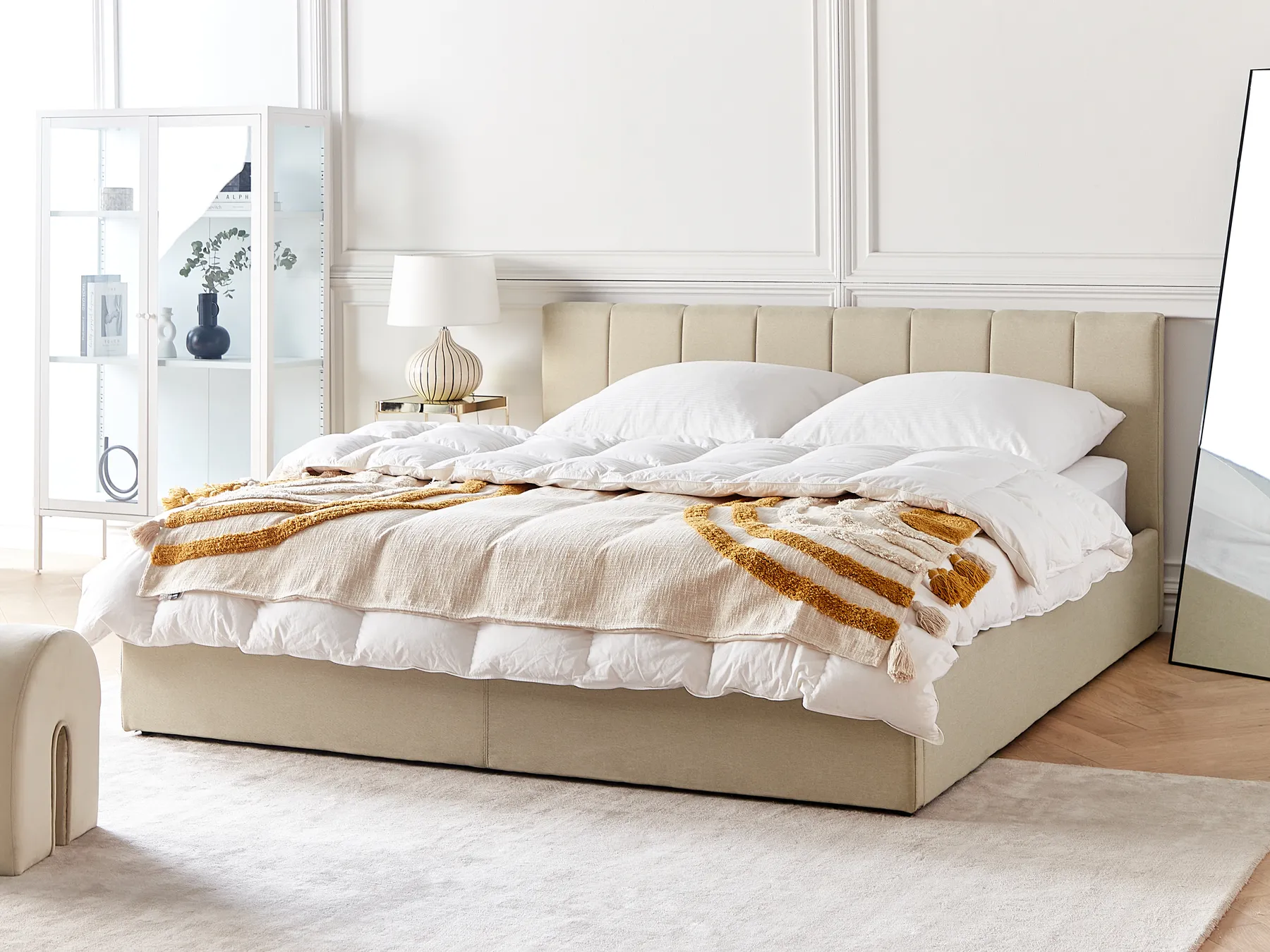 Sänky säilytystilalla DREUX Kangas Beige 180 x 200 cm_861183