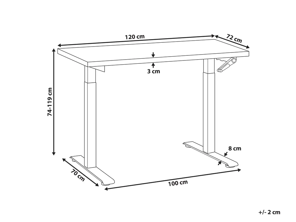 Työpöytä säädettävä DESTINES 120 cm 72 cm Ruskea/valkoinen_898851