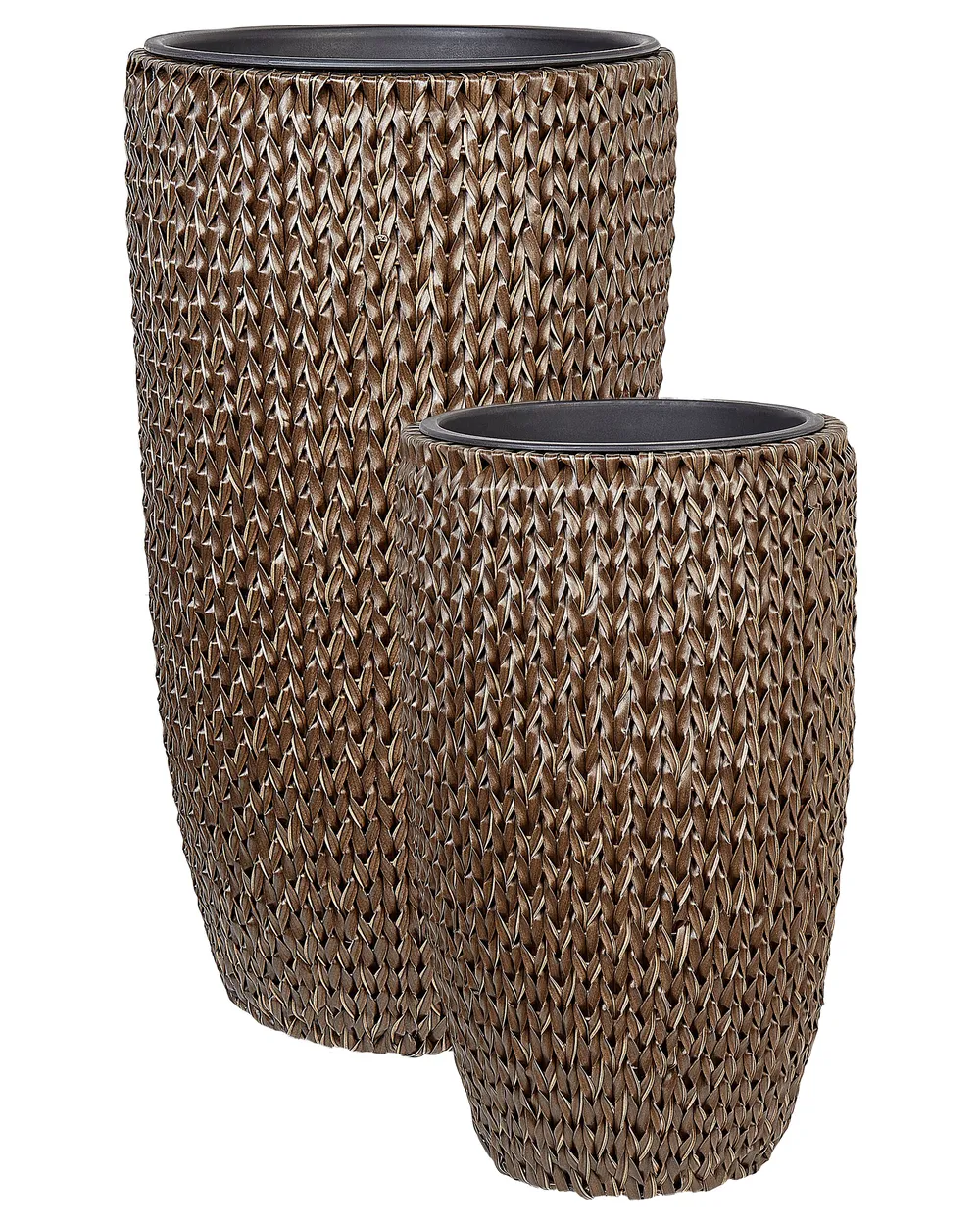 Set of 2 Plant Pots CEDRUS 37/45 cm PE Rattan Brown