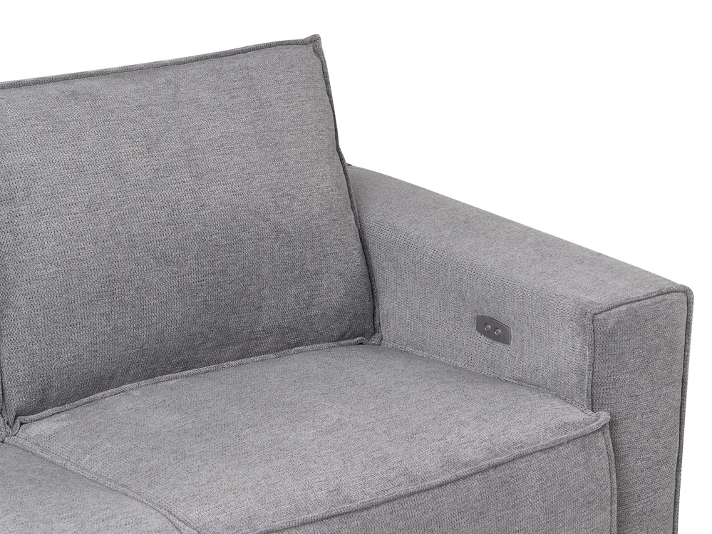 Electric Recliner Sofa 2 Seater NUKARI Fabric Grey_999348