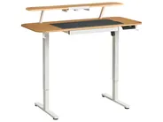 Elektriskt höj- och sänkbart skrivbord WILBANKS 120 cm 60 cm med USB-port Ljusbrun/ Vit_1031186