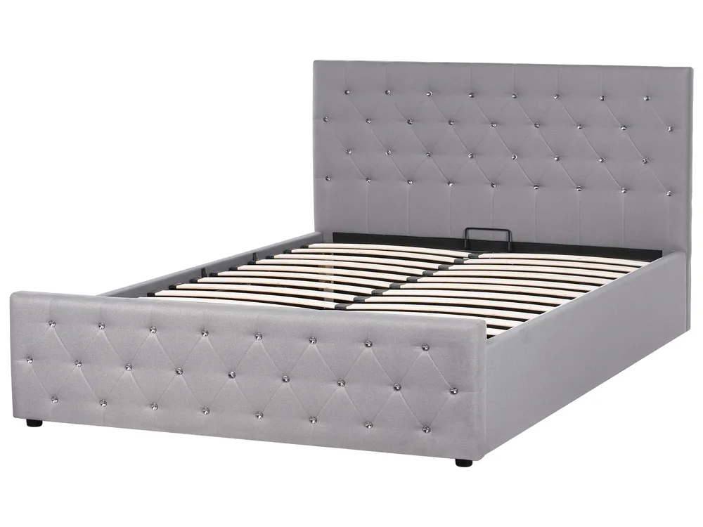 Ottoman Bed AMIENS Fabric Light Grey 160 x 200 cm (EU King Size)_976202