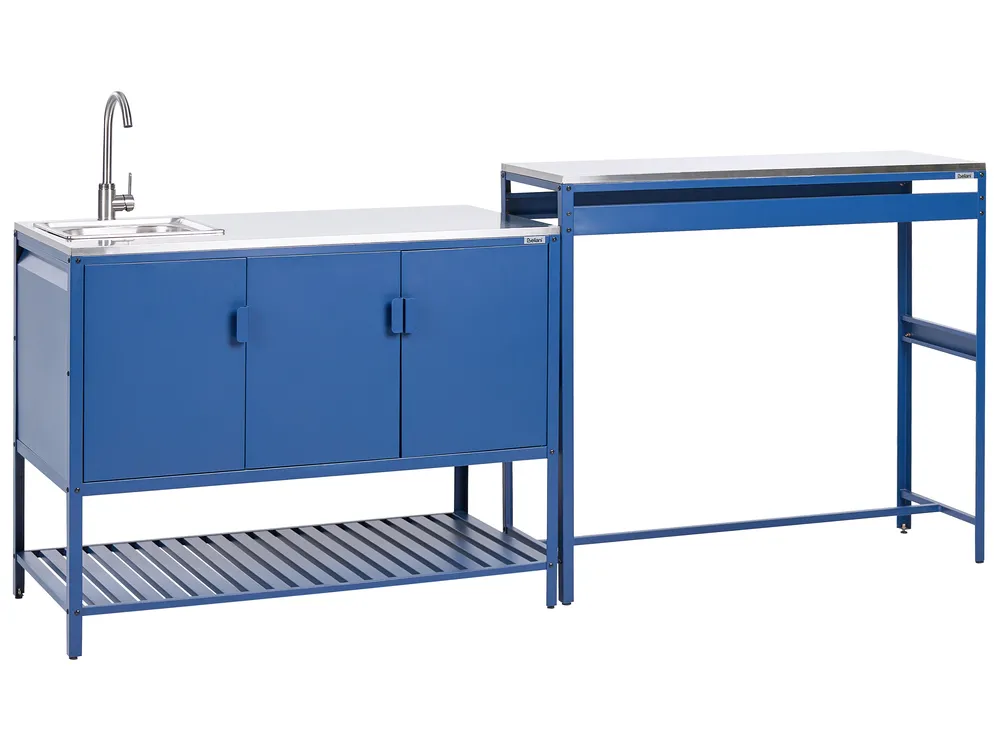 2 Piece Outdoor Kitchen Set with Sink MAENZA Blue Metal