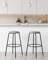 Set of 2 Bar Stools MORTON Velvet Light Brown