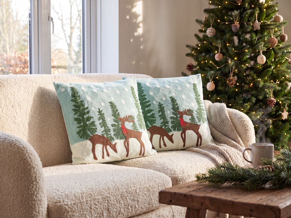 Set of 2 Decorative Cushions PEPPERMINT Cotton 45 x 45 cm Light Blue