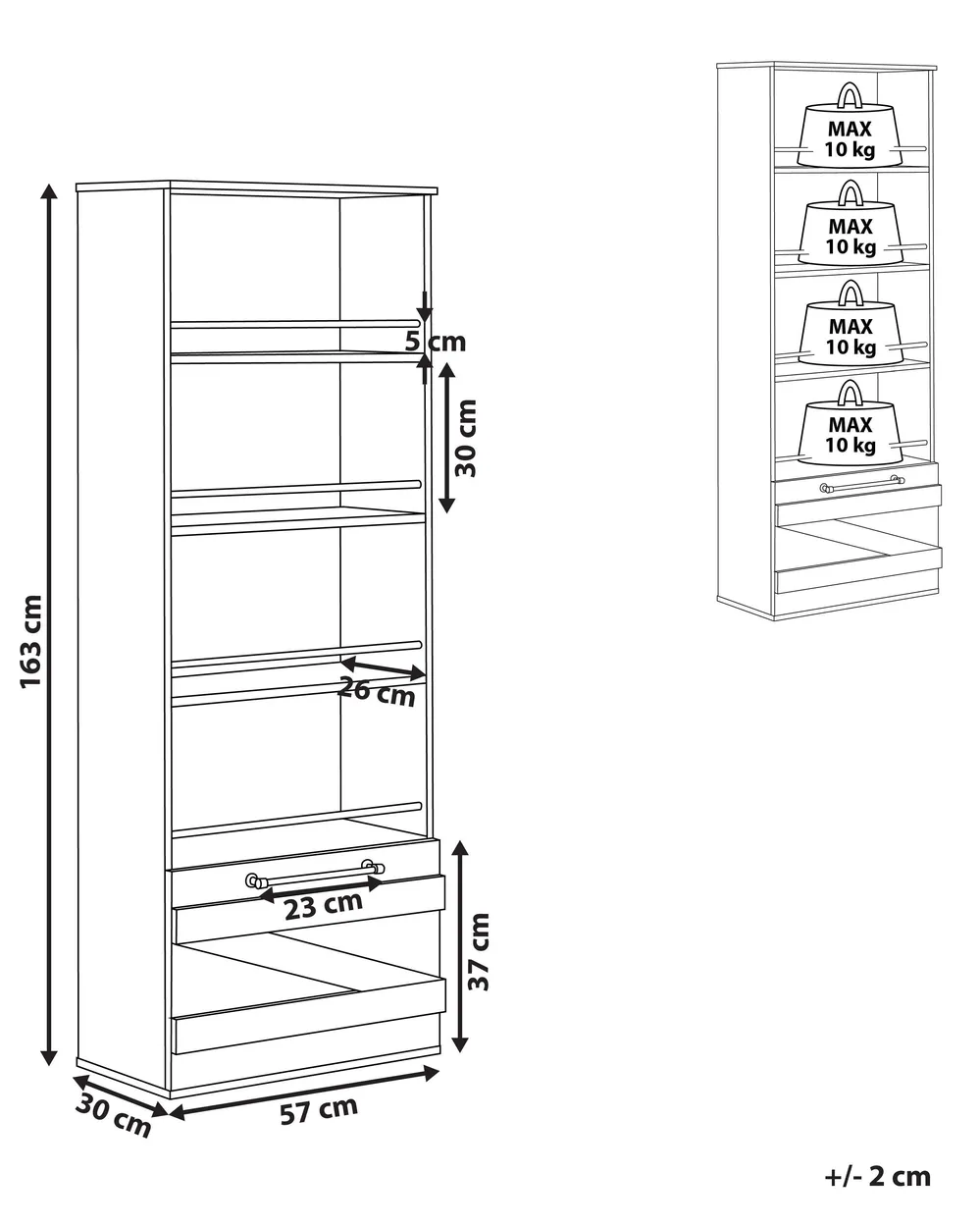 4 Tier Bookcase SALTER 163 cm Brown/ Black_779859