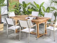 Extending Garden Dining Table JAVA 160/220 cm 90 cm Acacia Wood Light Brown_781652