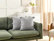 Set of 2 Decorative Cushions OCOTEA 45 x 45 cm Cotton Grey Solid_1079664