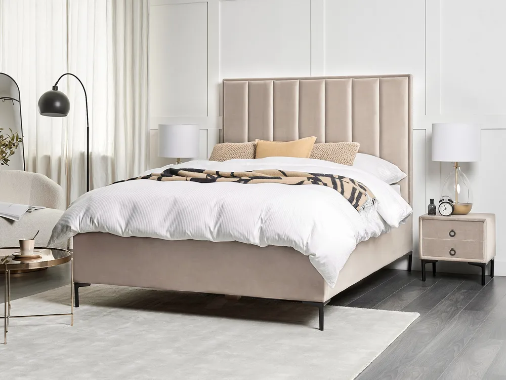 Ottoman Bed SEZANNE Velvet Taupe 140 x 200 cm (EU Double)_892493