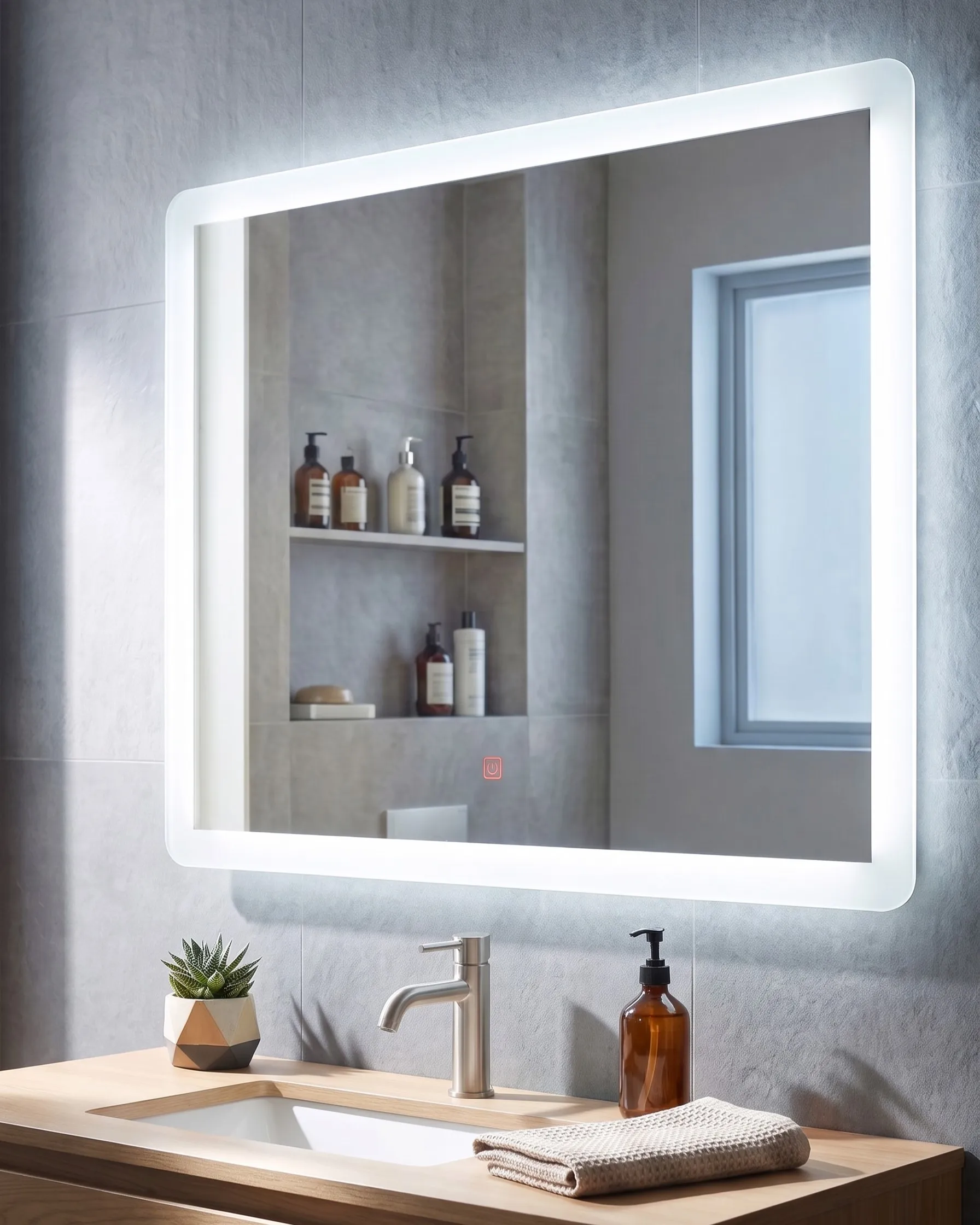 LED Bathroom Mirror CORROY 80 cm 60 cm Silver_780760