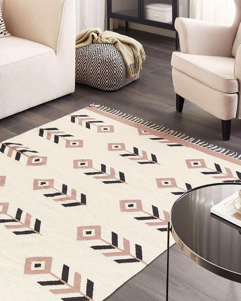 Teppe NIAVAN Beige 160 x 230 cm Kelim Bomull