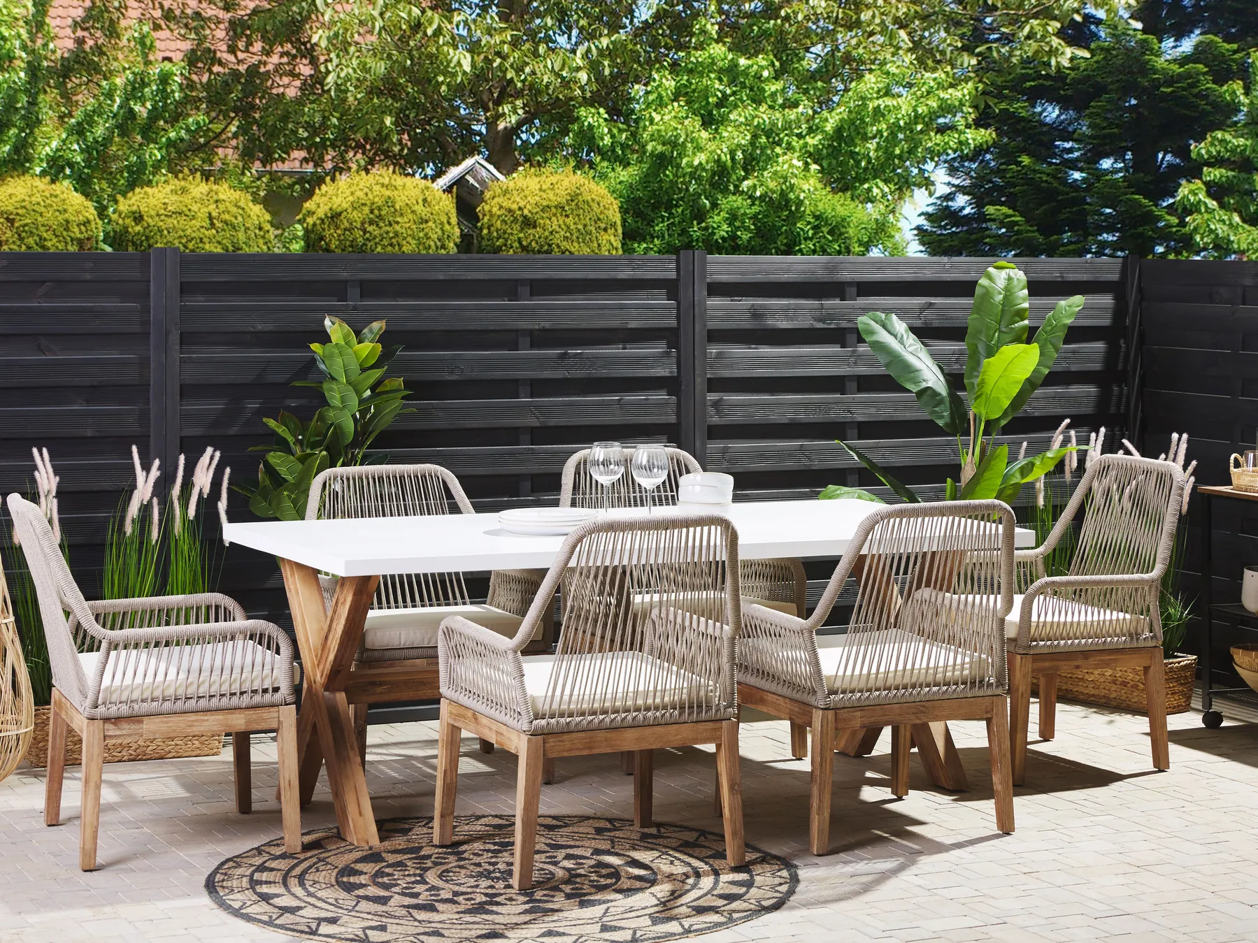 Garden Dining Set 6 Seater OLBIA with Cushions Beige_816531