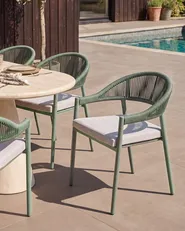 Set of 4 Garden Chairs with Cushions ORMEA Metal Green_1080022