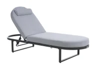 Sun Lounger with Cushion RONCOLO Metal Grey_1116678