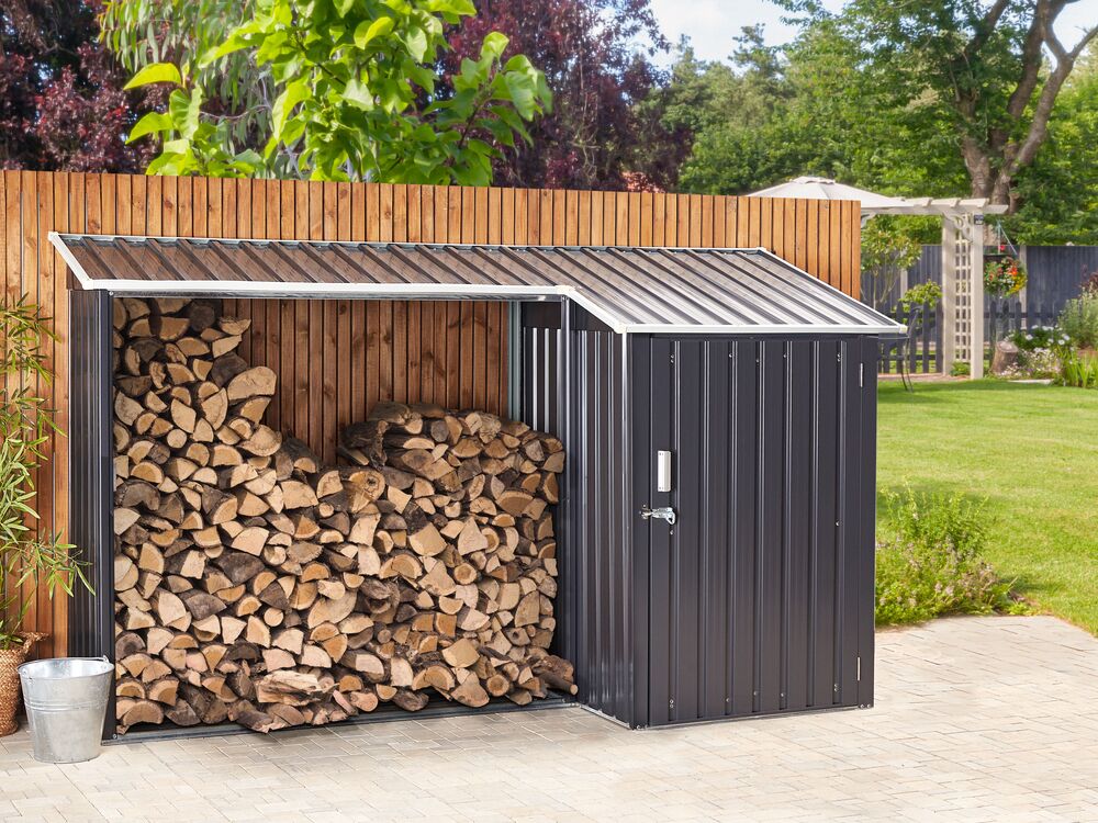 Redskapsbod AOSTA 270 cm 105 cm Metall Svart