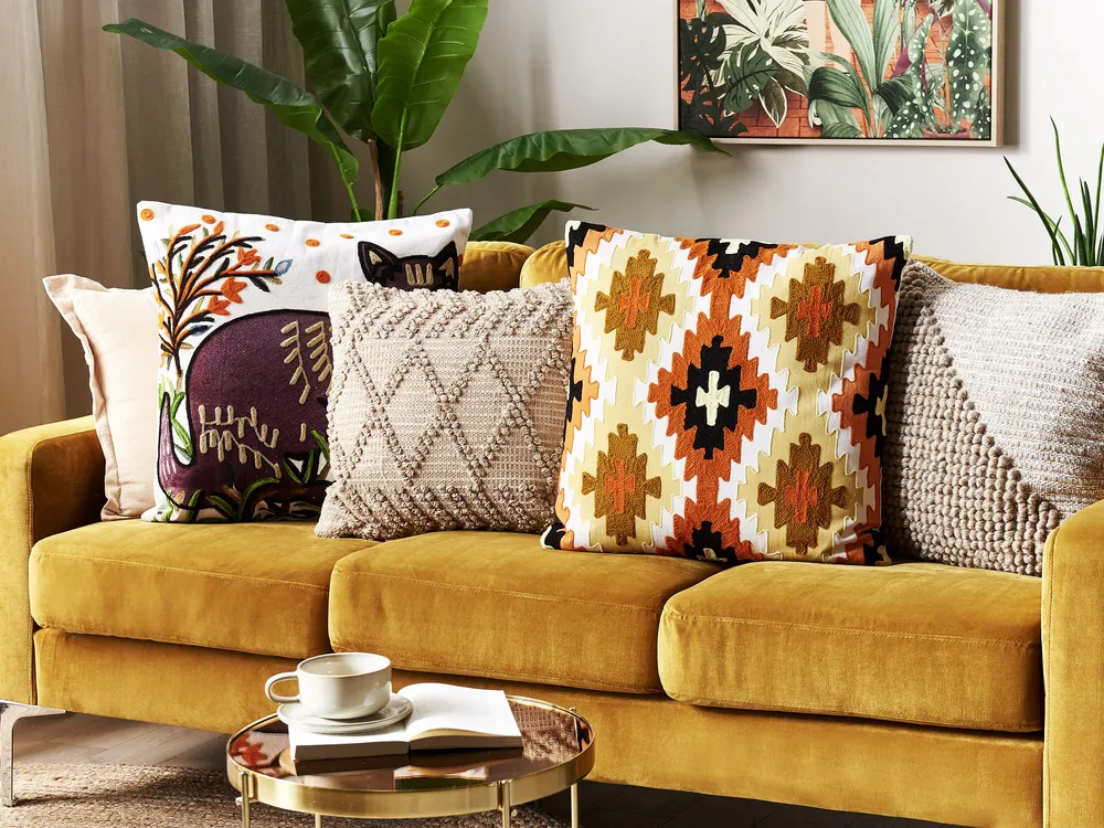 Set of 2 Decorative Cushions SERAMPORE 50 x 50 cm Cotton Multicolour Geometric Pattern