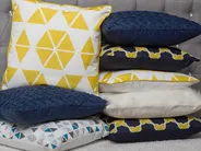 Set of 2 Decorative Cushions MUSCARI 45 x 45 cm Cotton Yellow Blue Ikat_769144