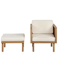 Garden Armchair with Ottoman BARATTI Acacia Wood Brown_854866