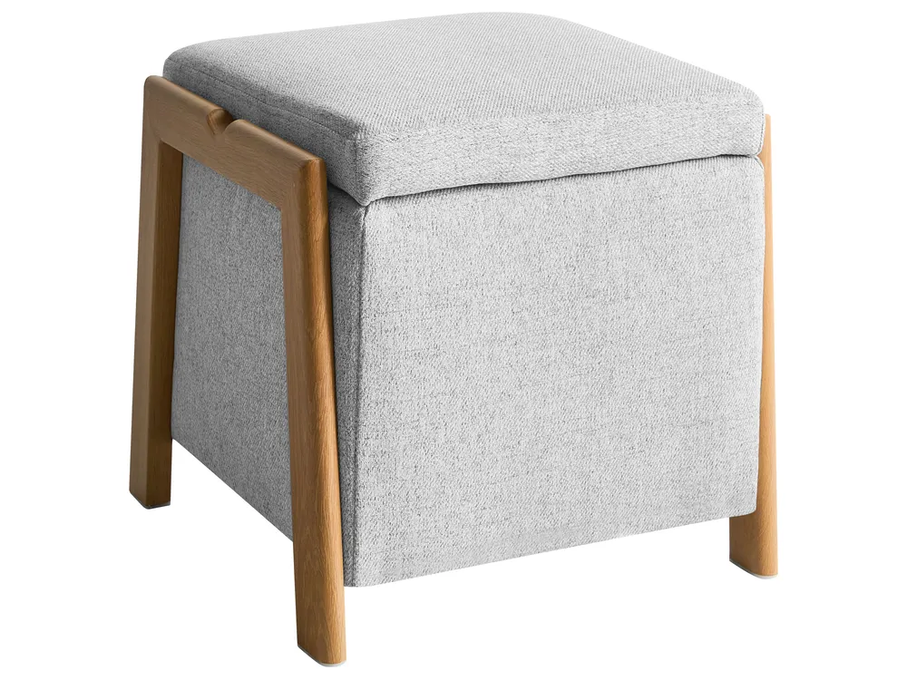 Living Room Set 3 Seater EDLAND with Pouffe Fabric Light Grey_1040703