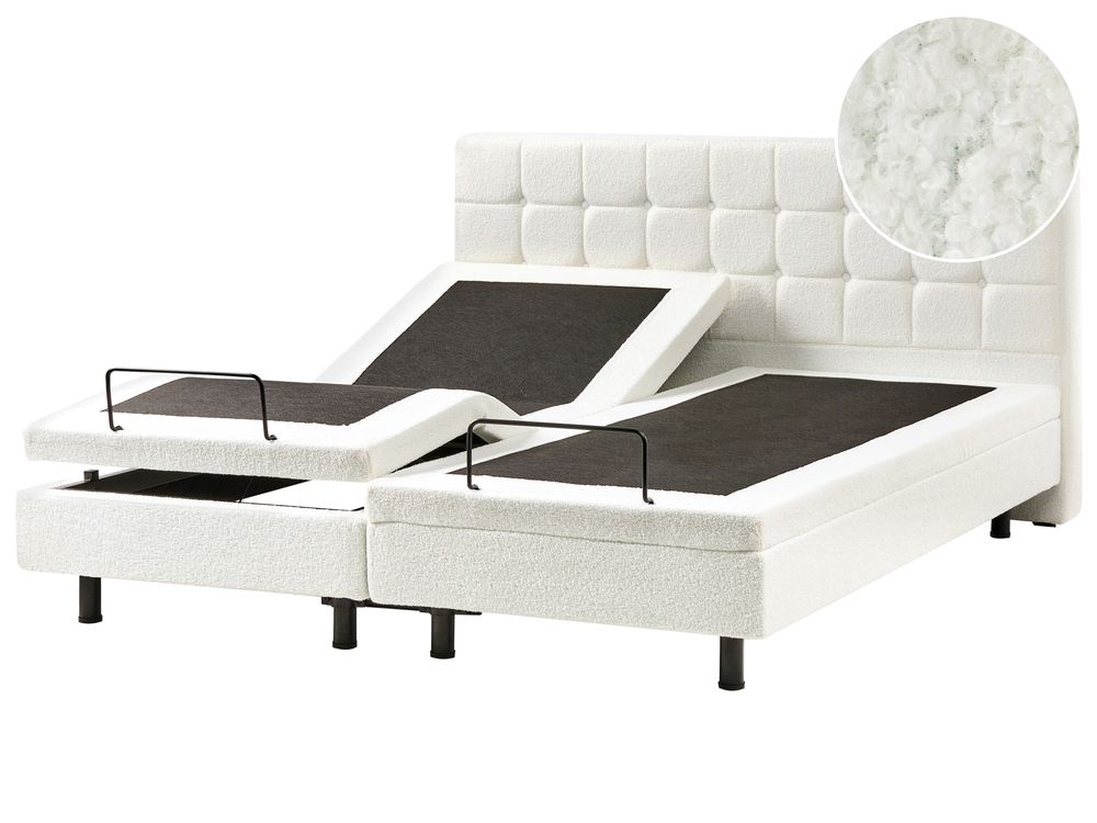 Justerbar säng Bouclé DUKE 180 x 200 cm Off-White