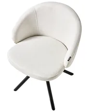 Set of 2 Dining Chairs Swivel OVALO Fabric Off-White_993076