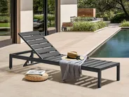 Sun Lounger NARDO Reclining Metal Black_948268