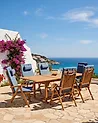 Set of 6 Garden Chairs with Cushions JAVA PREMIUM Acacia Wood Blue