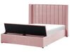 Bed with Storage Bench NOYERS Velvet Pink 140 x 200 cm (EU Double)