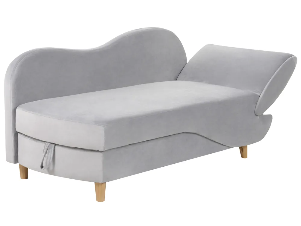 Högervänd schäslong MERI med förvaring Sammet Ljusgrå_903519