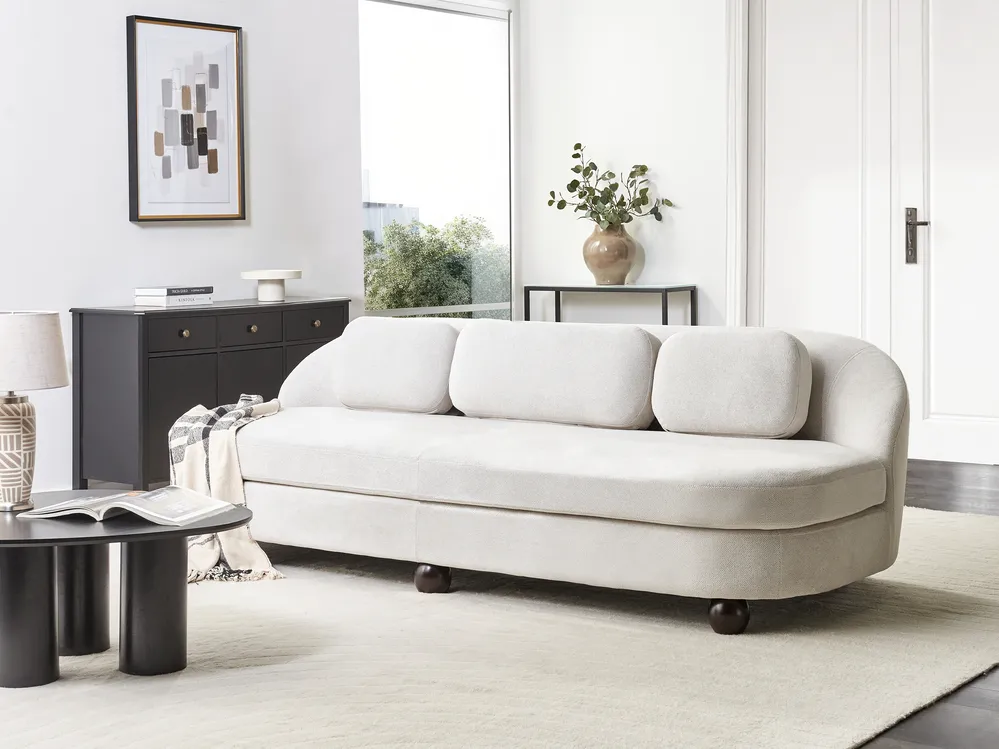 Sofa 3 Seater FANSEN with Cushion Fabric Off-White