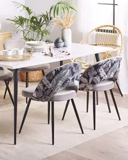 Set med 2 matstolar VIVIAN Sammet Grå_774142