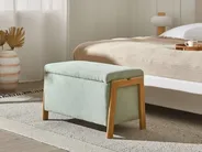 Upholstered Storage Bench EDLAND Fabric Light Green_1038287