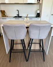 Set of 2 Bar Chairs CASMALIA Velvet Taupe_982579