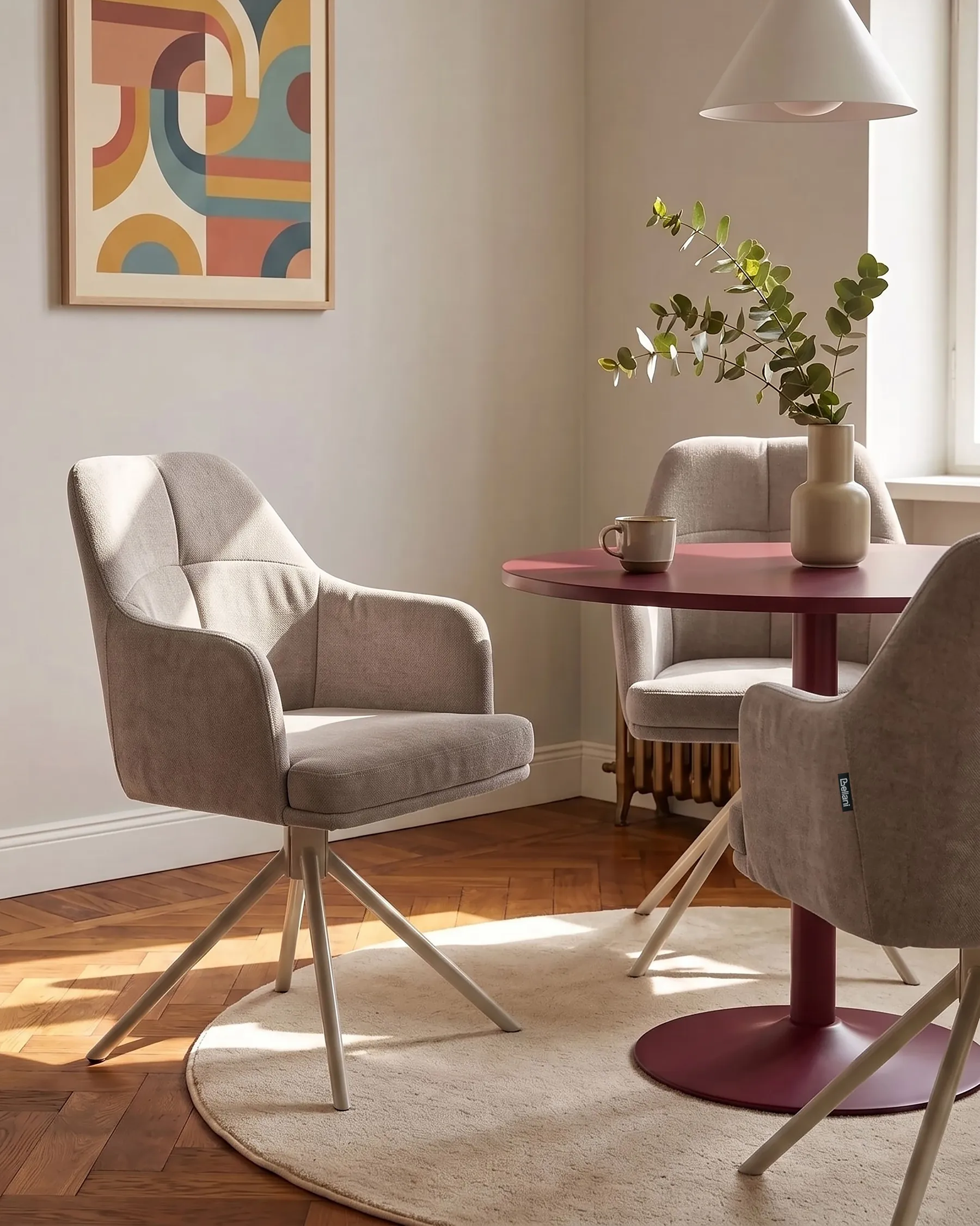 Set of 2 Dining Chairs MIRA Fabric Taupe_1077955