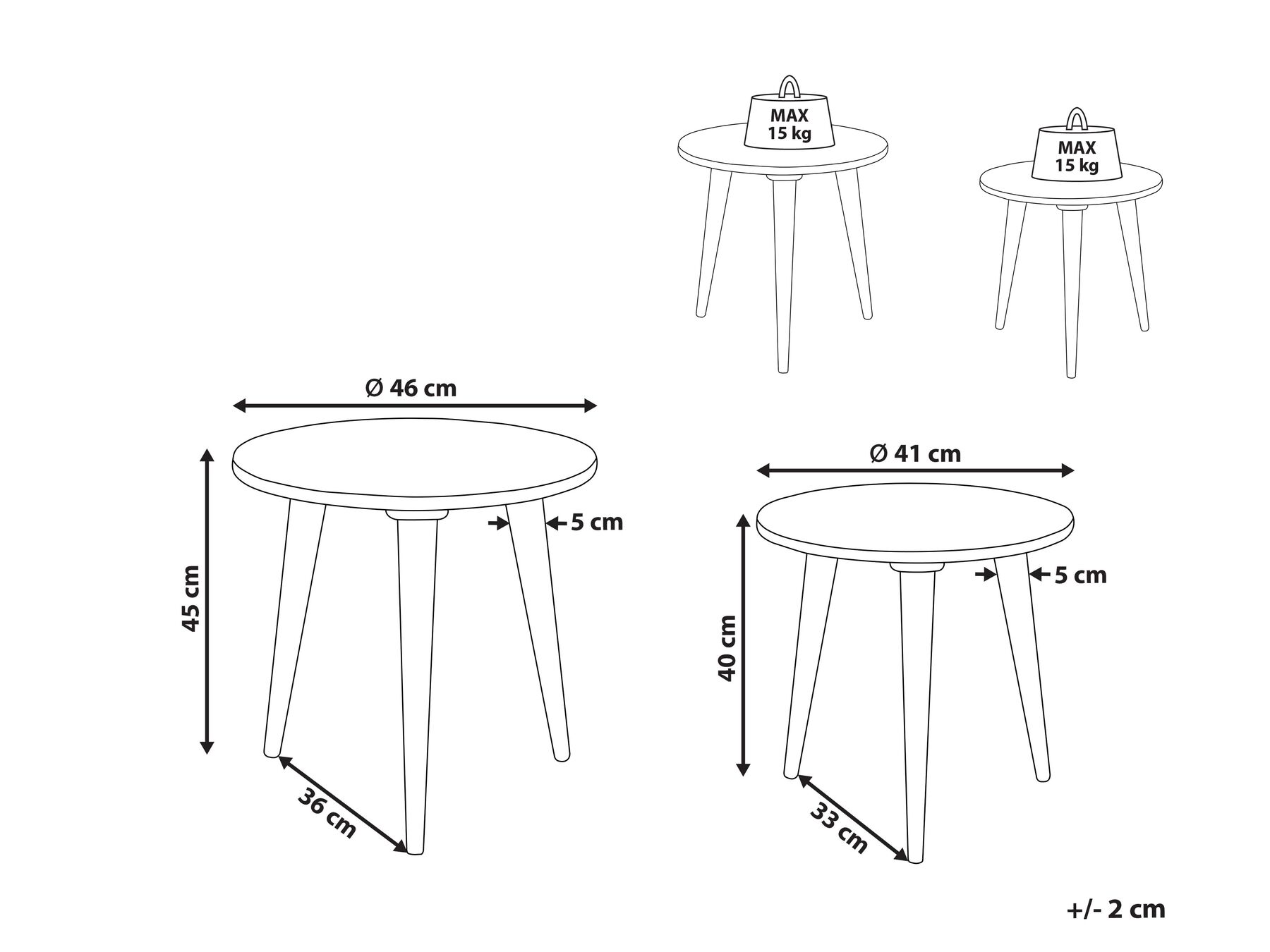 Set of 2 Side Tables NARRA Mango Wood Gold_852065