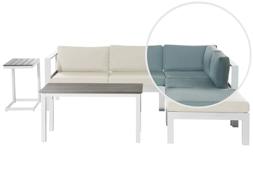 Garden Corner Sofa with Table 5 Seater MESSINA Beige/ Green Left Hand