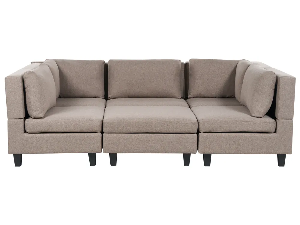 Modular U-Shape Sofa 5 Seater UNSTAD with Ottoman Fabric Brown