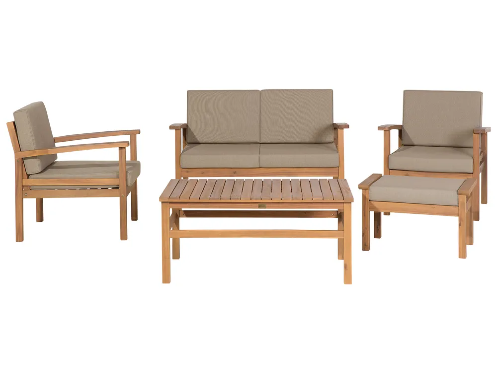 Garden Lounge Set with Table 4 Seater MANILA Certified Acacia Wood Light Brown