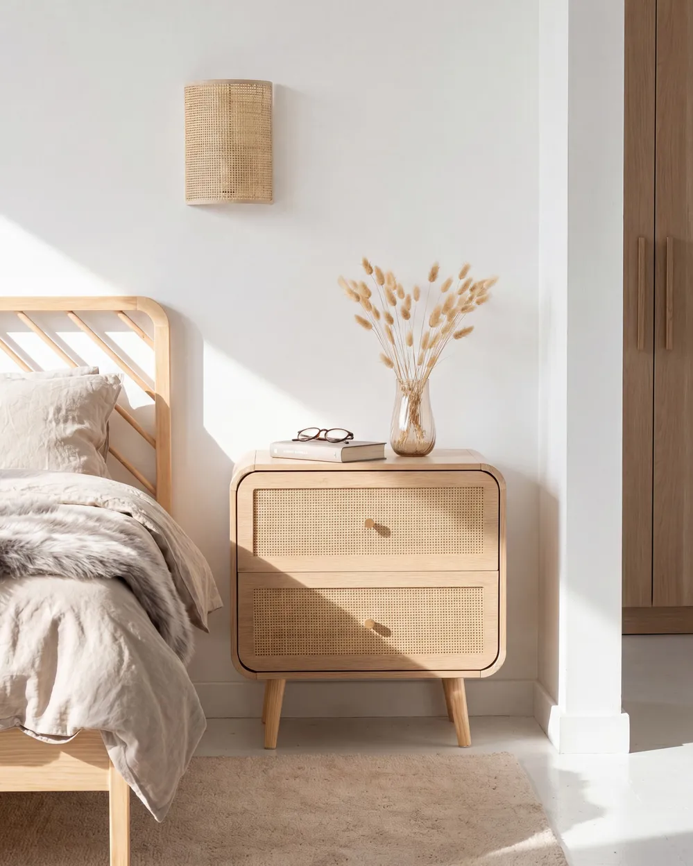 2 Drawer Bedside Table SCONE Light Brown