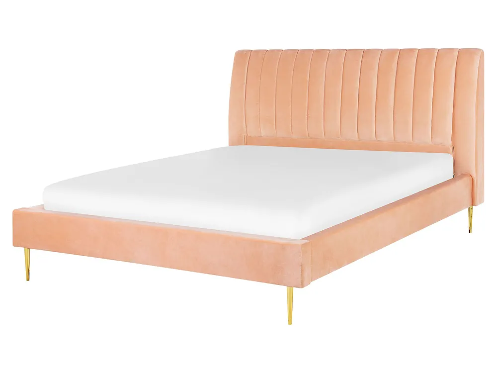 Bed Velvet MARVILLE 160 x 200 cm (EU King Size) Peach Pink