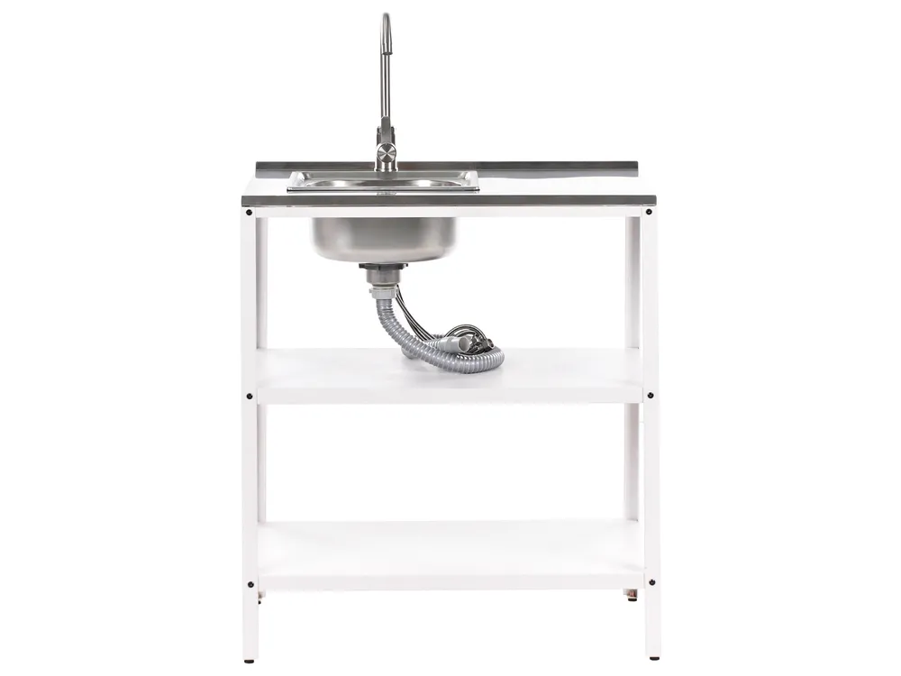 4 Piece Outdoor Kitchen Set with Sink VILAMA White Metal_974073