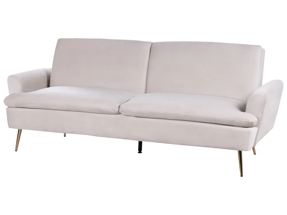 Sofa Bed 3 Seater VETTRE Velvet Light Beige_880942