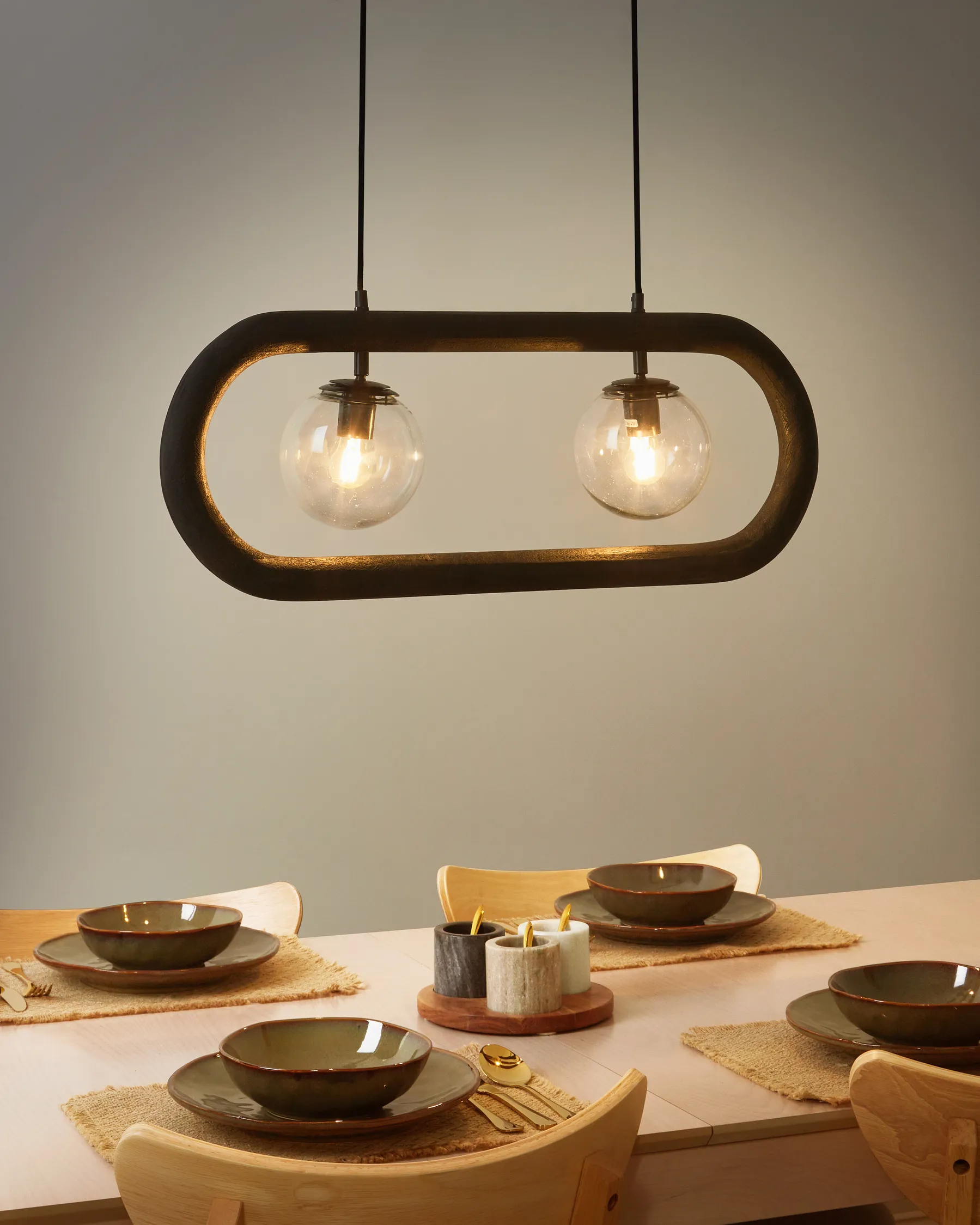 Pendant Lamp AYENSU Mango Wood Black_931016