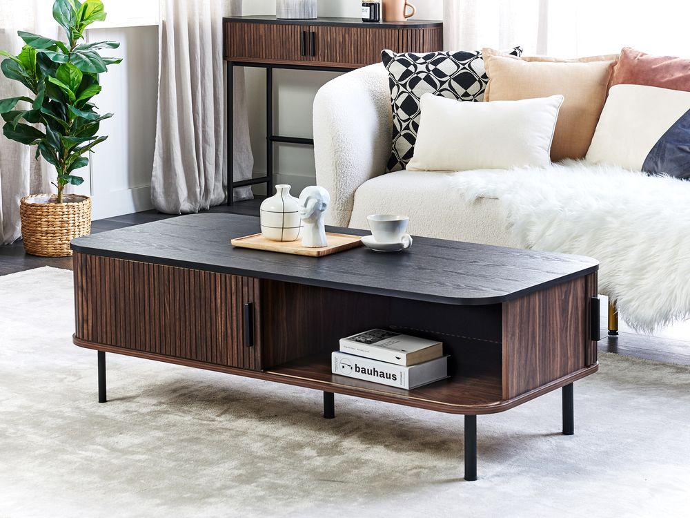 Coffee Table JOSE with Storage Dark Brown